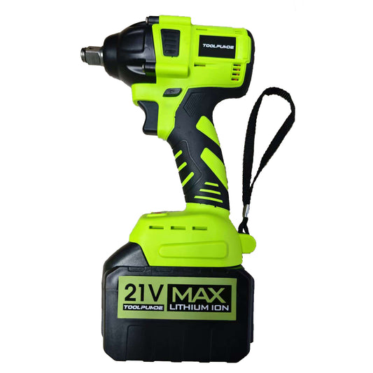 TOOLPUMDE 21V Cordless Impact Wrench, Brushless Motor, 1/2" Driver, Max Torque 420Nm, Rechargeable Lithium-Ion Battery, Variable Speed, LED Light, Power Impact Gun for Car Tire, Home, Construction